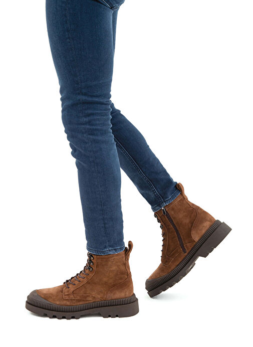 Tamer Tanca Erkek Hakiki Deri Kahverengi Süet Casual Bot - Görsel 2