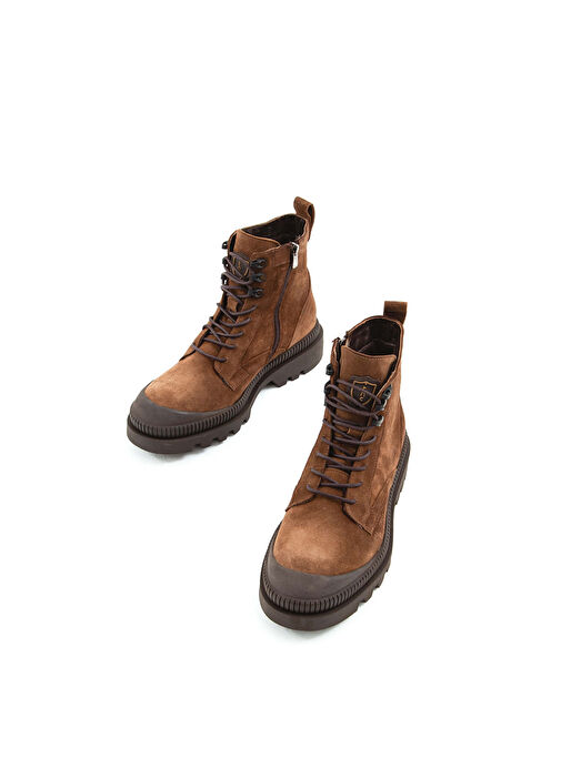 Tamer Tanca Erkek Hakiki Deri Kahverengi Süet Casual Bot - Görsel 6