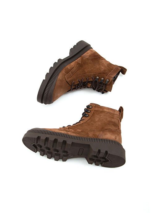 Tamer Tanca Erkek Hakiki Deri Kahverengi Süet Casual Bot - Görsel 8