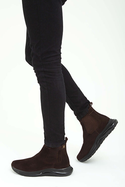 Tamer Tanca Erkek Hakiki Deri Kahverengi Süet Casual Bot - Görsel 2