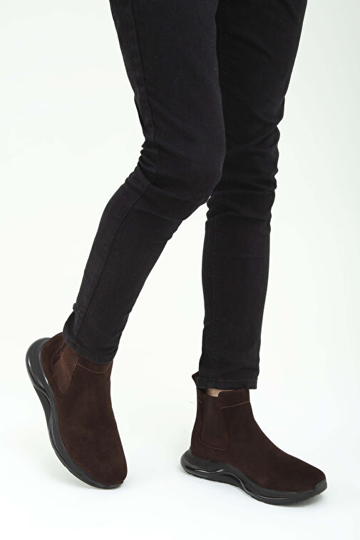 Tamer Tanca Erkek Hakiki Deri Kahverengi Süet Casual Bot - Görsel 3