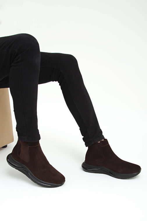 Tamer Tanca Erkek Hakiki Deri Kahverengi Süet Casual Bot - Görsel 4