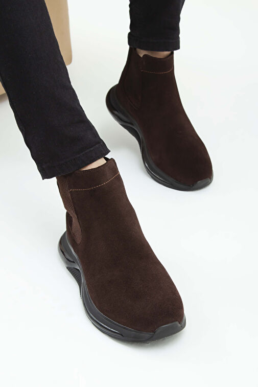 Tamer Tanca Erkek Hakiki Deri Kahverengi Süet Casual Bot - Görsel 5