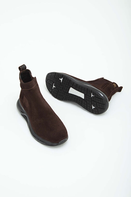 Tamer Tanca Erkek Hakiki Deri Kahverengi Süet Casual Bot - Görsel 8