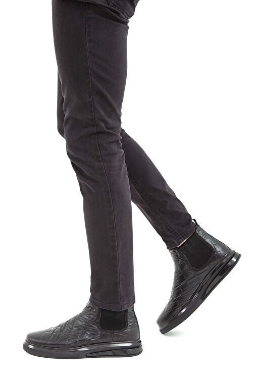 Tamer Tanca Erkek Suni Deri Siyah Casual Bot - Görsel 2