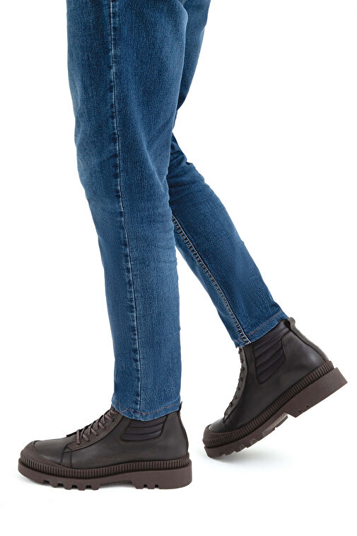 Tamer Tanca Erkek Hakiki Deri Kahverengi Casual Bot - Görsel 2