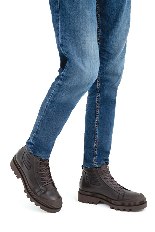 Tamer Tanca Erkek Hakiki Deri Kahverengi Casual Bot - Görsel 3