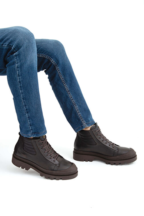 Tamer Tanca Erkek Hakiki Deri Kahverengi Casual Bot - Görsel 4