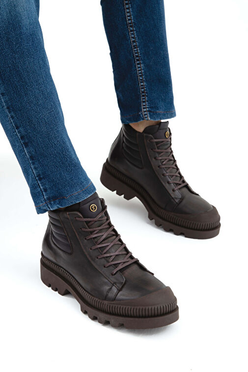 Tamer Tanca Erkek Hakiki Deri Kahverengi Casual Bot - Görsel 5