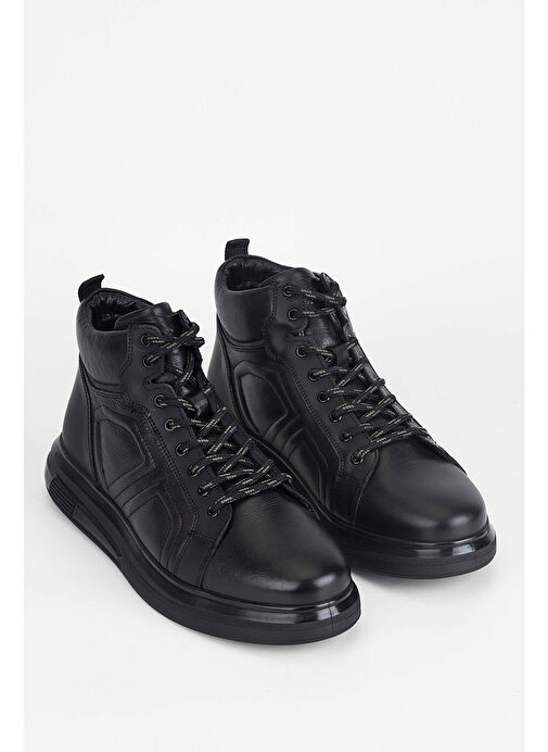 Tamer Tanca Erkek Hakiki Deri Siyah Casual Bot - Görsel 3