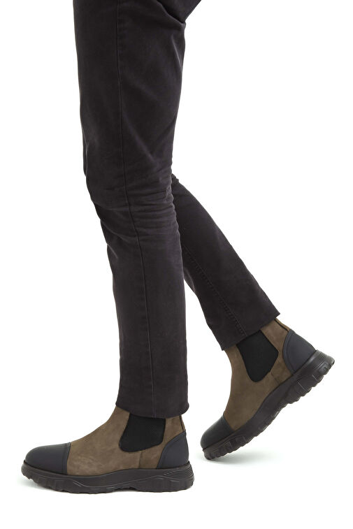 Tamer Tanca Erkek Hakiki Deri Haki Süet Casual Bot - Görsel 2