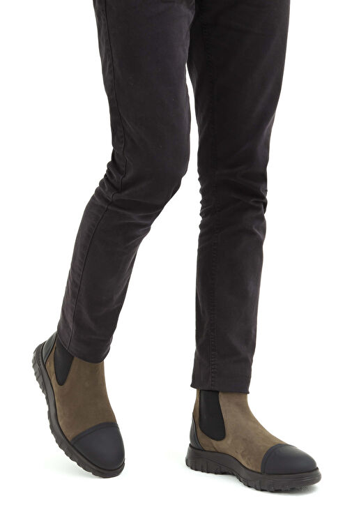 Tamer Tanca Erkek Hakiki Deri Haki Süet Casual Bot - Görsel 3