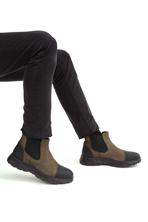 Tamer Tanca Erkek Hakiki Deri Haki Süet Casual Bot - Görsel 4