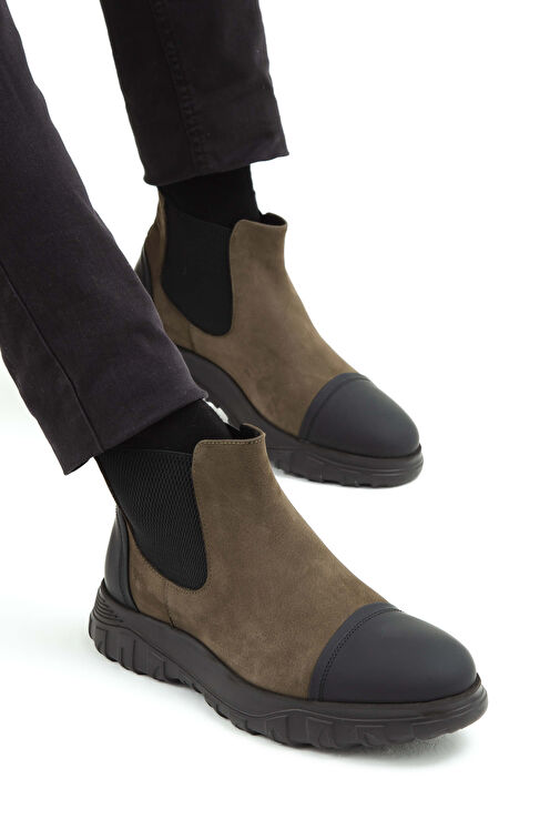 Tamer Tanca Erkek Hakiki Deri Haki Süet Casual Bot - Görsel 5