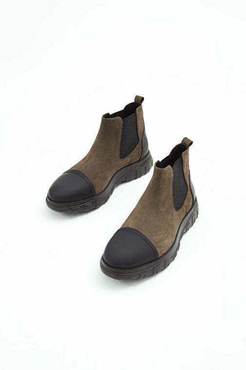 Tamer Tanca Erkek Hakiki Deri Haki Süet Casual Bot - Görsel 6