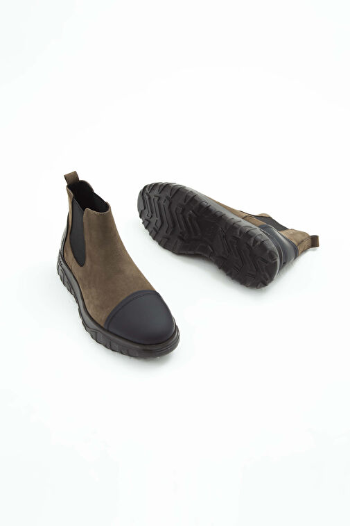 Tamer Tanca Erkek Hakiki Deri Haki Süet Casual Bot - Görsel 8