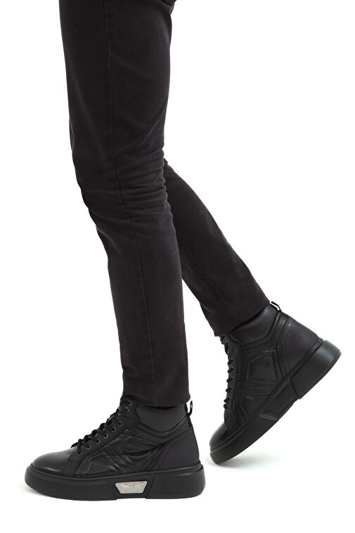 Tamer Tanca Erkek Hakiki Deri Siyah Casual Bot - Görsel 2