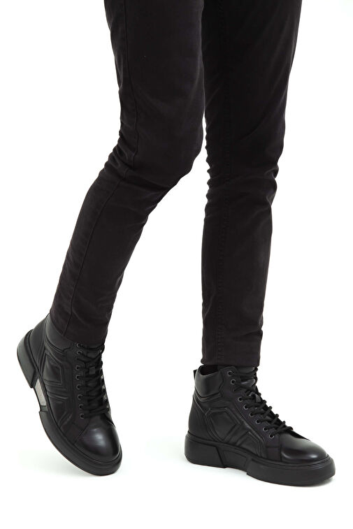 Tamer Tanca Erkek Hakiki Deri Siyah Casual Bot - Görsel 3