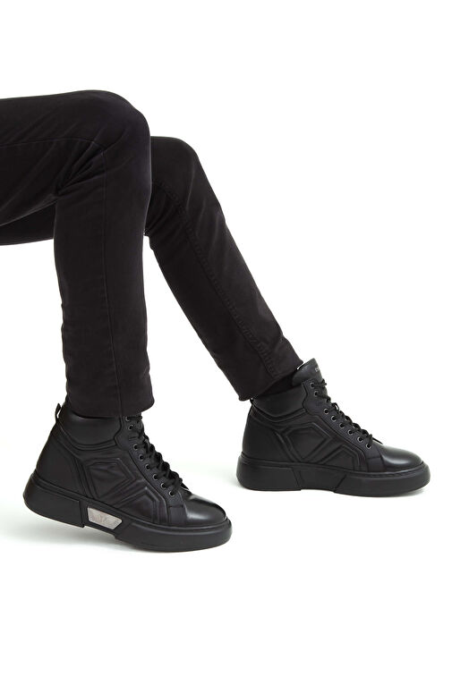 Tamer Tanca Erkek Hakiki Deri Siyah Casual Bot - Görsel 4