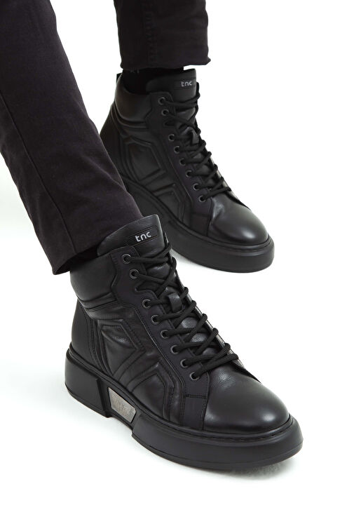 Tamer Tanca Erkek Hakiki Deri Siyah Casual Bot - Görsel 5