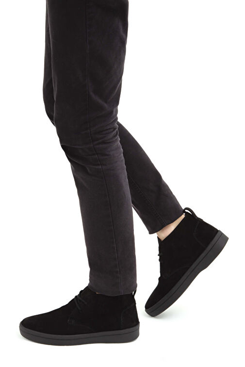 Tamer Tanca Erkek Hakiki Deri Siyah Süet Casual Bot - Görsel 2