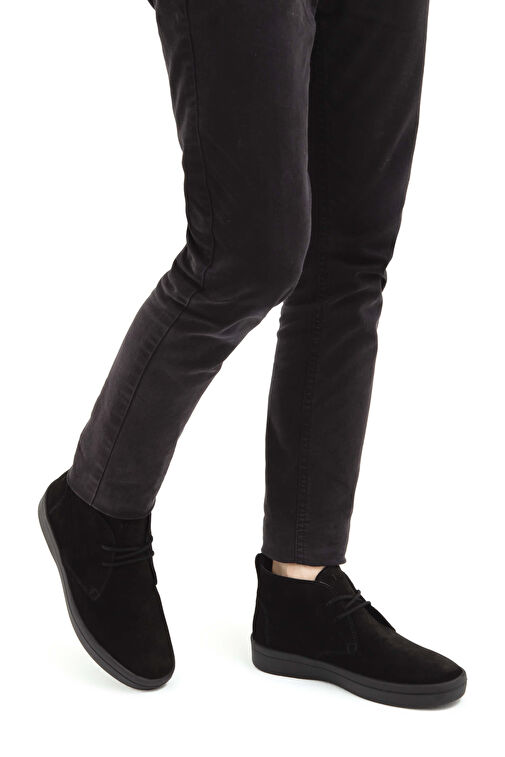 Tamer Tanca Erkek Hakiki Deri Siyah Süet Casual Bot - Görsel 3