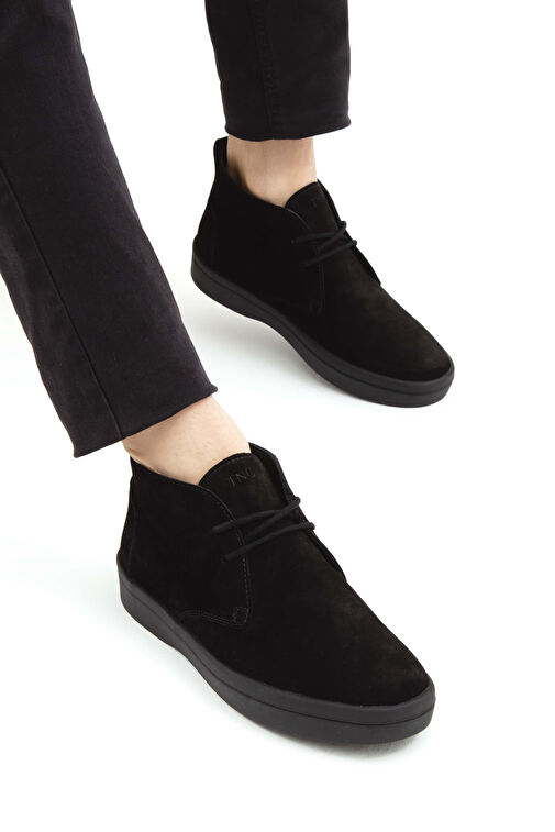 Tamer Tanca Erkek Hakiki Deri Siyah Süet Casual Bot - Görsel 5