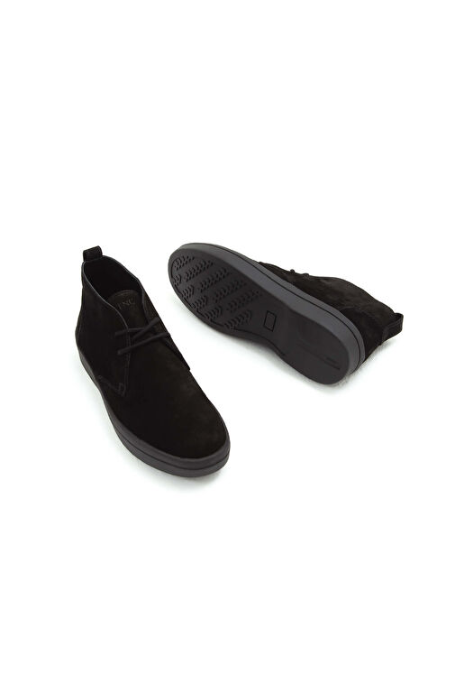 Tamer Tanca Erkek Hakiki Deri Siyah Süet Casual Bot - Görsel 8