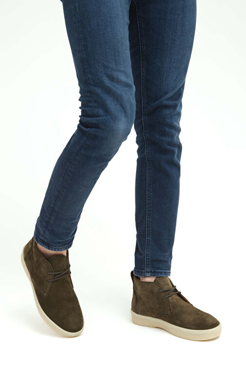 Tamer Tanca Erkek Hakiki Deri Yeşil Casual Bot - Görsel 3