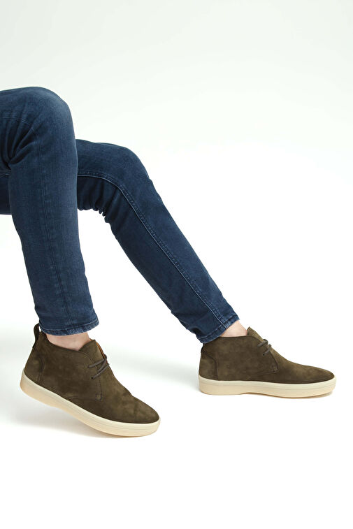 Tamer Tanca Erkek Hakiki Deri Yeşil Casual Bot - Görsel 4