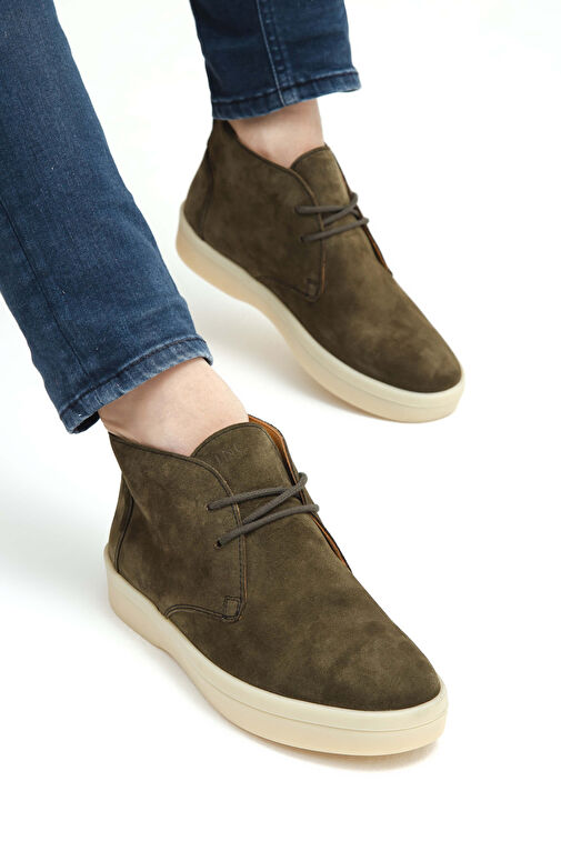 Tamer Tanca Erkek Hakiki Deri Yeşil Casual Bot - Görsel 5