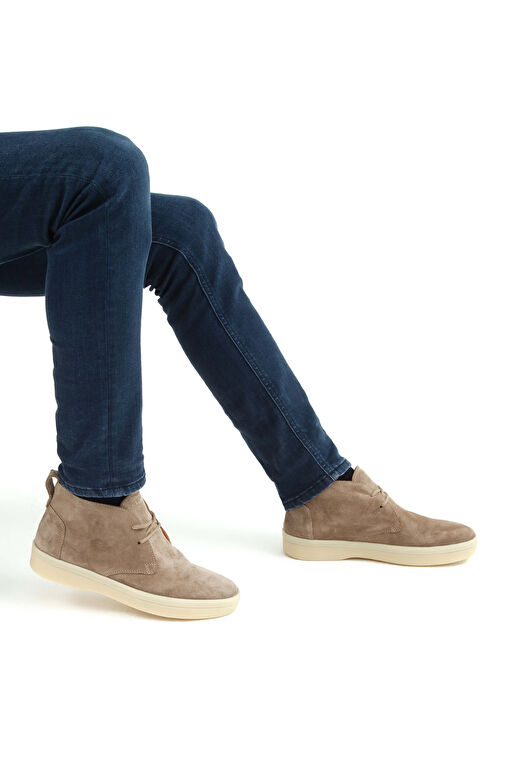 Tamer Tanca Erkek Hakiki Deri Bej Casual Bot - Görsel 4