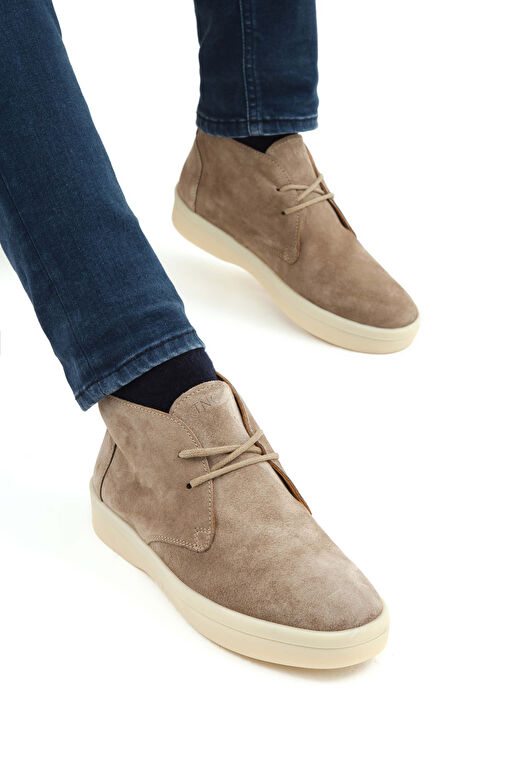 Tamer Tanca Erkek Hakiki Deri Bej Casual Bot - Görsel 5