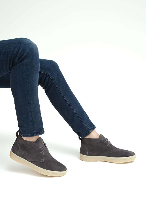 Tamer Tanca Erkek Hakiki Deri Gri Casual Bot - Görsel 4