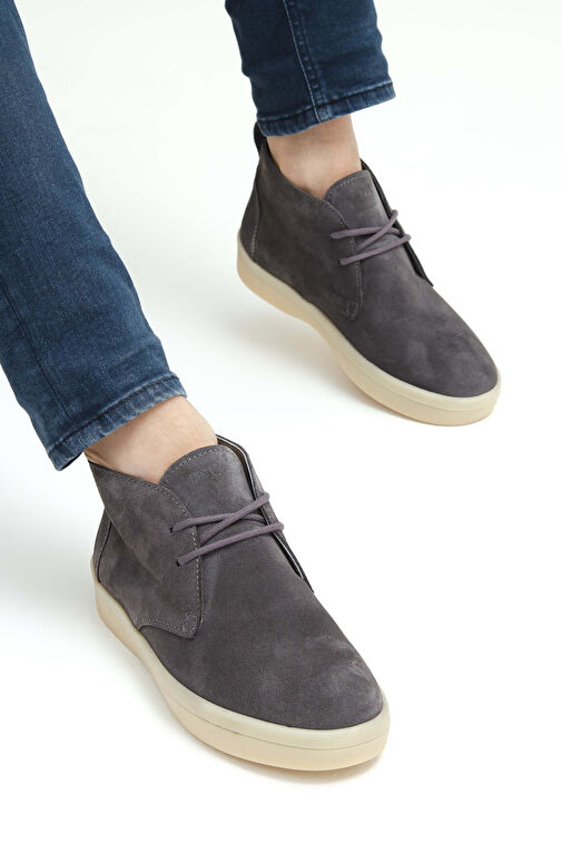 Tamer Tanca Erkek Hakiki Deri Gri Casual Bot - Görsel 5