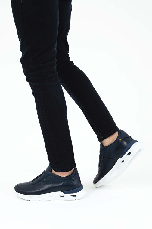 Tamer Tanca Erkek Hakiki Deri Lacivert Casual Ayakkabı - Görsel 2