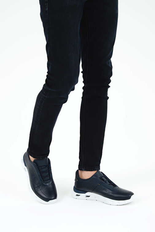 Tamer Tanca Erkek Hakiki Deri Lacivert Casual Ayakkabı - Görsel 3