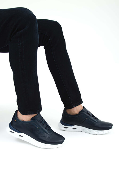 Tamer Tanca Erkek Hakiki Deri Lacivert Casual Ayakkabı - Görsel 4