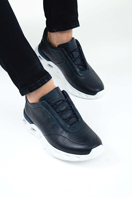 Tamer Tanca Erkek Hakiki Deri Lacivert Casual Ayakkabı - Görsel 5