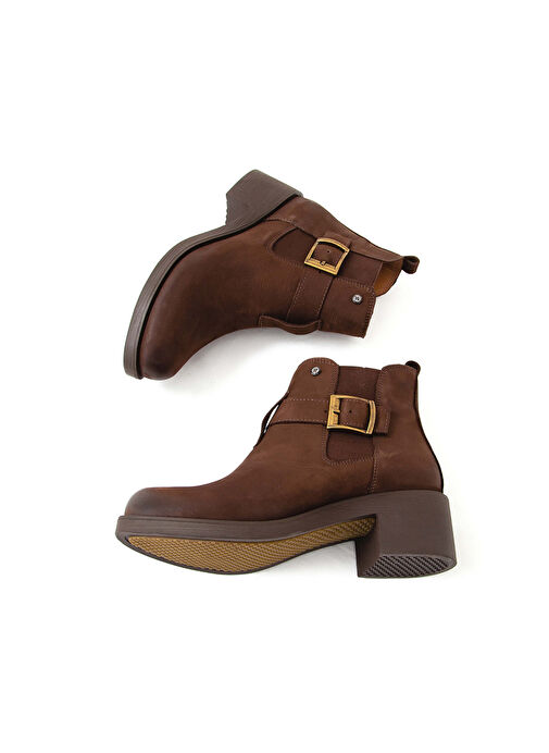 Tamer Tanca Kadın Hakiki Deri Kahverengi Nubuk Casual Bot - Görsel 7