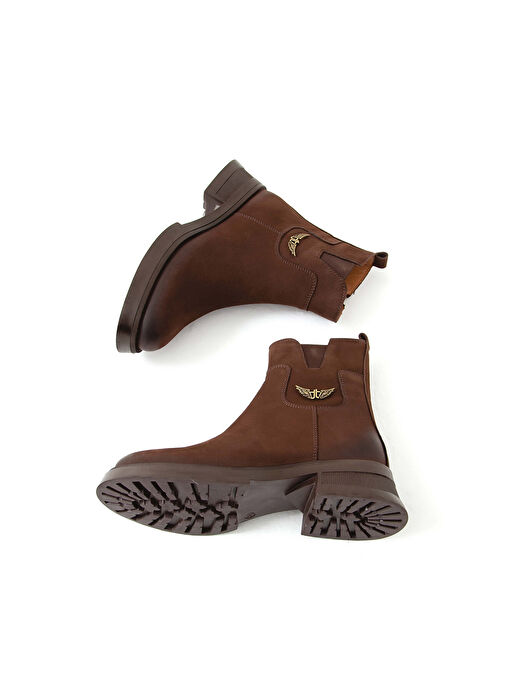 Tamer Tanca Kadın Hakiki Deri Kahverengi Nubuk Casual Bot - Görsel 7