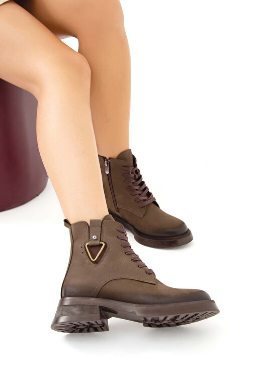 Tamer Tanca Kadın Hakiki Deri Yeşil Casual Bot - Görsel 5