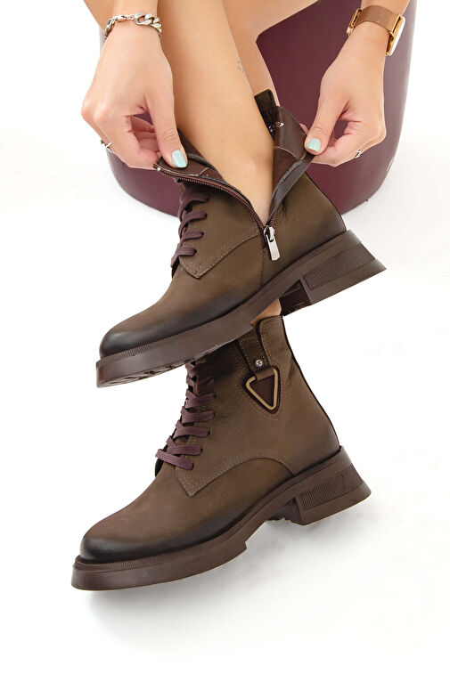 Tamer Tanca Kadın Hakiki Deri Yeşil Casual Bot - Görsel 6