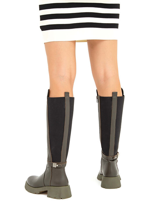 Tamer Tanca Kadın Hakiki Deri Yeşil Casual Çizme - Görsel 3