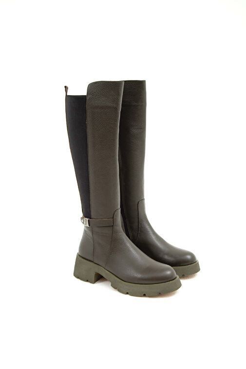 Tamer Tanca Kadın Hakiki Deri Yeşil Casual Çizme - Görsel 7