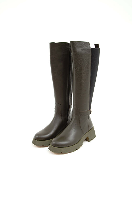 Tamer Tanca Kadın Hakiki Deri Yeşil Casual Çizme - Görsel 8
