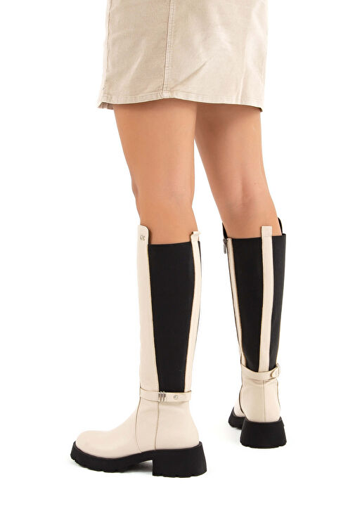 Tamer Tanca Kadın Hakiki Deri Bej Casual Çizme - Görsel 3