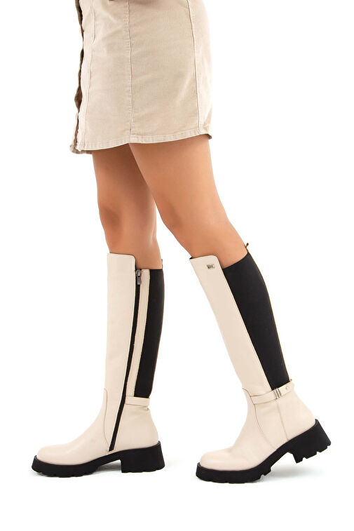 Tamer Tanca Kadın Hakiki Deri Bej Casual Çizme - Görsel 4