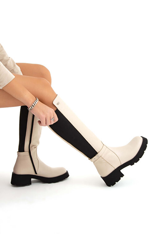 Tamer Tanca Kadın Hakiki Deri Bej Casual Çizme - Görsel 6