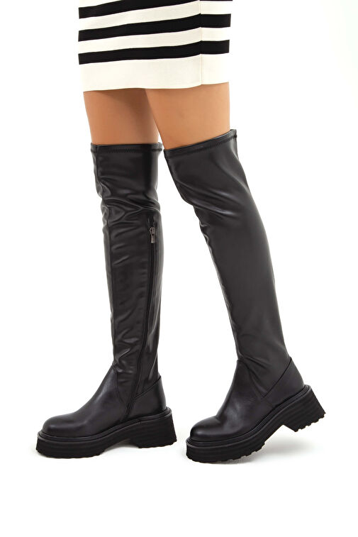 Tamer Tanca Kadın Hakiki Deri Siyah Casual Çizme - Görsel 2